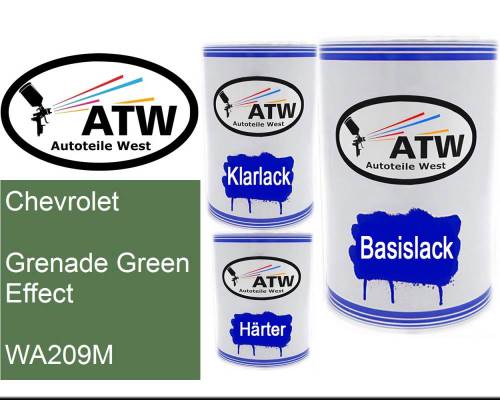 Chevrolet, Grenade Green Effect, WA209M: 500ml Lackdose + 500ml Klarlack + 250ml Härter - Set, von ATW Autoteile West.